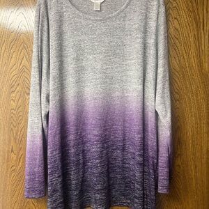 CJ Banks Gray and Purple Gradient Top